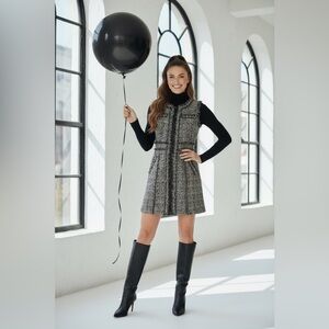 Veresa Women's Tweed Mini Dress - Black and White